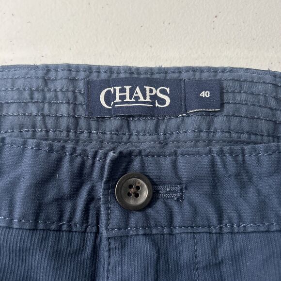 Chaps Ralph Lauren Shorts Mens 40 Blue Deep Water Cargo Ripstop 10 inc - Picture 5 of 8